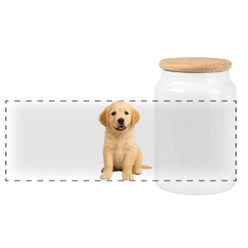 Golden Retriever Welpe - Panorama Keksdose mit Holzdeckel - Weiß - Vorne