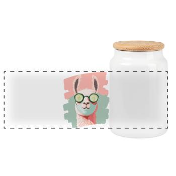 Masque de soin auto-soin Llama Alpaga Beauty - Boîte à biscuits avec couvercle en bois - blanc - Devant