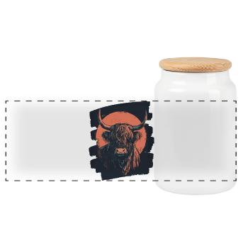 Bovins écossais des Highlands - Boîte à biscuits avec couvercle en bois - blanc - Devant