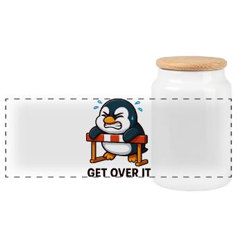 Penguin Hurdles Hurdler le surmonte - Boîte à biscuits avec couvercle en bois - blanc - Devant
