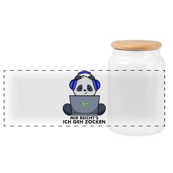 Panda Gamer - Mir reicht‘s ich geh zocken - Panorama Keksdose mit Holzdeckel - Weiß - Vorne
