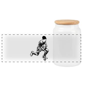 Field hockey players - Panoramic Cookie Jar with Wooden Lid - white - Front