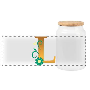 L - Panoramic Cookie Jar with Wooden Lid - white - Front