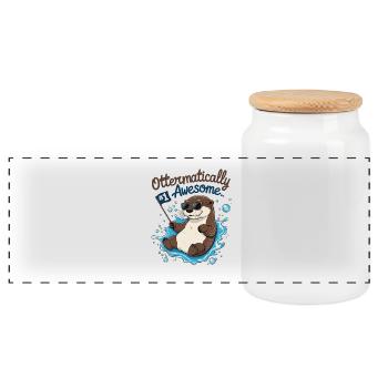 Ottermäßig cool – Lustiger Otter - Panorama Keksdose mit Holzdeckel - Weiß - Vorne