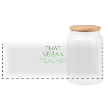 Ce professeur végétalien - Boîte à biscuits avec couvercle en bois - blanc - Devant
