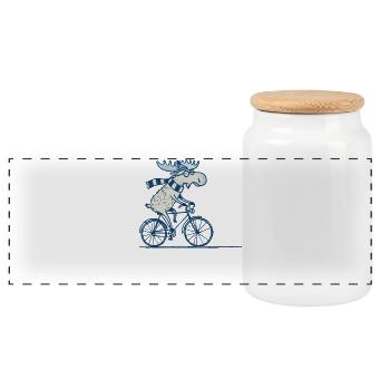 conception de dessin animé de vélo d’orignal avec humour dans le rétro - Boîte à biscuits avec couvercle en bois - blanc - Devant