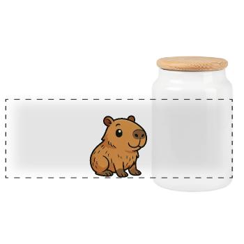 Süßes Cartoon Capybara, süß und chillig - Panorama Keksdose mit Holzdeckel - Weiß - Vorne