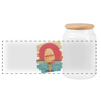 cream and cream scoop summer sunset - Panoramic Cookie Jar with Wooden Lid - white - Front