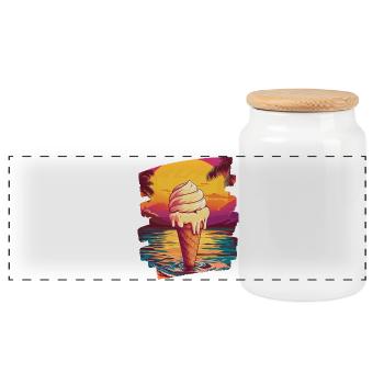 Glace et boule de glace coucher de soleil d’été - Boîte à biscuits avec couvercle en bois - blanc - Devant