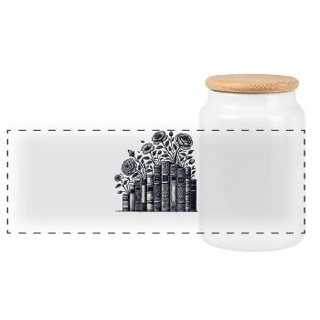 Bookworm Bookworm Book Lover in Cottagecore - Panoramic Cookie Jar with Wooden Lid - white - Front