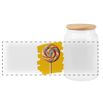 Lollipop lollipop candy candy - Panoramic Cookie Jar with Wooden Lid - white - Front