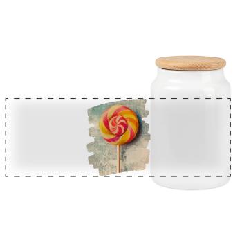 Lollipop lollipop candy candy - Panoramic Cookie Jar with Wooden Lid - white - Front