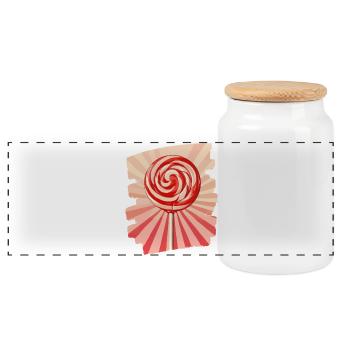 Lollipop Lutscher Bonbon Süssigkeit - Panorama Keksdose mit Holzdeckel - Weiß - Vorne
