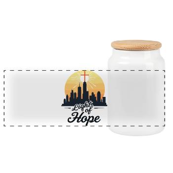 Light of hope - Panoramic Cookie Jar with Wooden Lid - white - Front