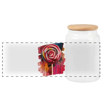 Lollipop Lutscher Bonbon Süssigkeit - Panorama Keksdose mit Holzdeckel - Weiß - Vorne