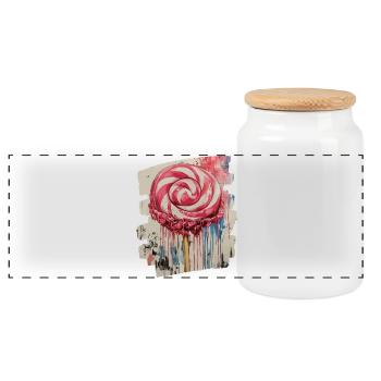 Lollipop lollipop candy candy - Panoramic Cookie Jar with Wooden Lid - white - Front