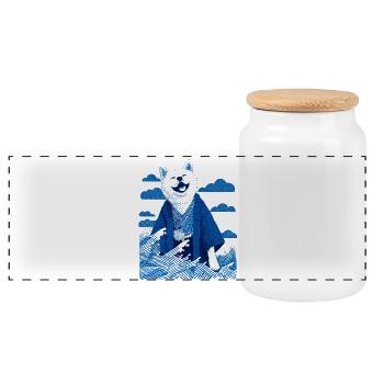 Shibu Kimono - Panoramic Cookie Jar with Wooden Lid - white - Front