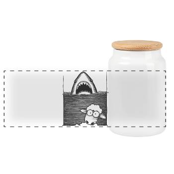 Shark Sheep - Panorama Keksdose mit Holzdeckel - Weiß - Vorne