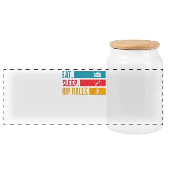 Eat Sleep Hip Rolls Repeat Dance Design - Panoramic Cookie Jar with Wooden Lid - white - Front