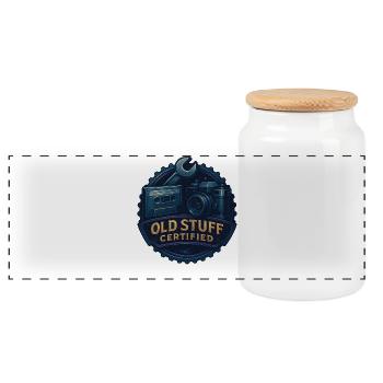 Antiquing Old Stuff Certified Retro Camera - Panoramic Cookie Jar with Wooden Lid - white - Front