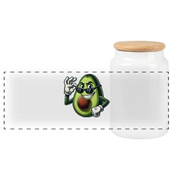 Coole Avocado Sonnenbrille Sommer Lustig Eitel - Panorama Keksdose mit Holzdeckel - Weiß - Vorne