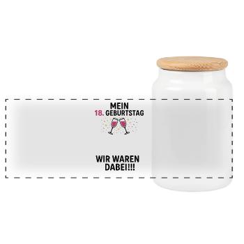 18th Birthday Signature Party - Panoramic Cookie Jar with Wooden Lid - white - Front