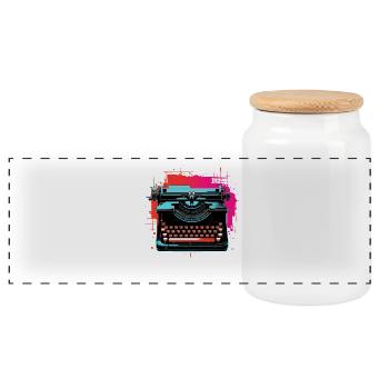 Machine à écrire Retrowave - Boîte à biscuits avec couvercle en bois - blanc - Devant