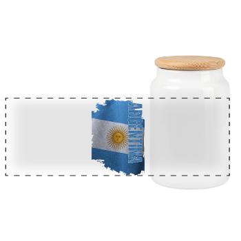 Vertical Argentine flag, I love Argentina - Panoramic Cookie Jar with Wooden Lid - white - Front
