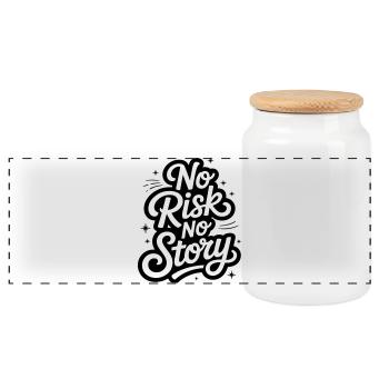 No Risk No Story - Panorama Keksdose mit Holzdeckel - Weiß - Vorne