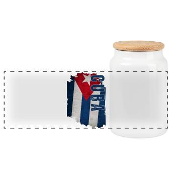 Drapeau cubain vertical, fierté cubaine - Boîte à biscuits avec couvercle en bois - blanc - Devant