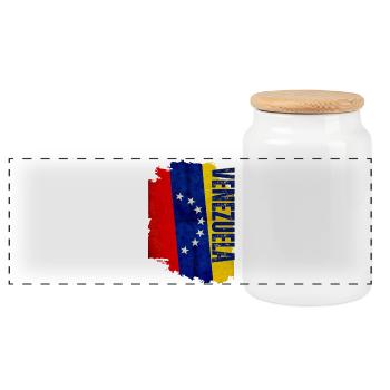 Vertikale venezolanische Flagge, ich liebe Venezuela - Panorama Keksdose mit Holzdeckel - Weiß - Vorne
