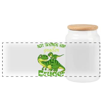 Annonce de la progéniture | Je serai un grand frère en 2027 - Boîte à biscuits avec couvercle en bois - blanc - Devant