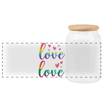 LGBT Pride Month - Love is Love - Panoramic Cookie Jar with Wooden Lid - white - Front