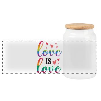 LGBT Pride Month - Love is Love - Panoramic Cookie Jar with Wooden Lid - white - Front