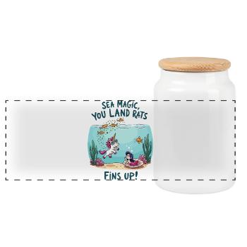 Magie de la mer avec Licorne - Boîte à biscuits avec couvercle en bois - blanc - Devant
