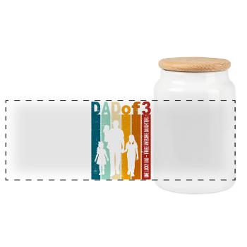 Papa et 3 filles Gift Design Fête des Pères - Boîte à biscuits avec couvercle en bois - blanc - Devant