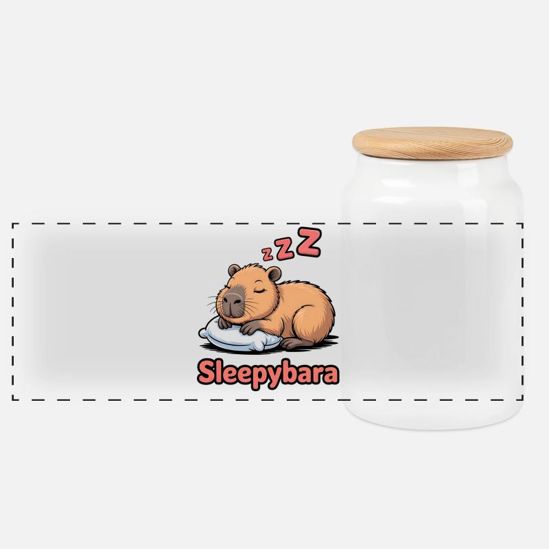 Sleepybara Traumkuschel - Panorama Keksdose mit Holzdeckel - Weiß