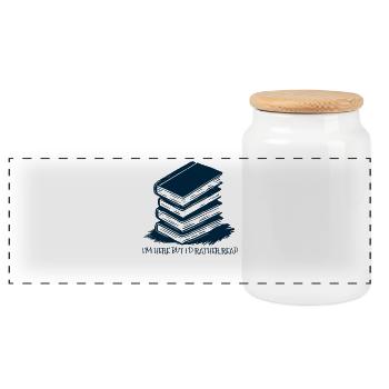 Retro Book Design for Book Quote Fans and Frequent Readers - Panoramic Cookie Jar with Wooden Lid - white - Front