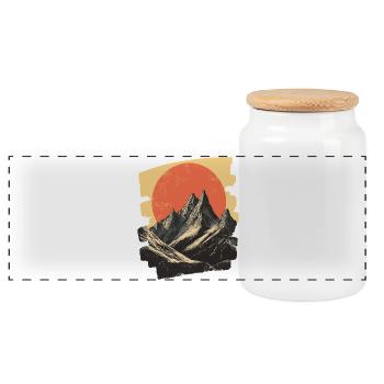 Mountains Climbing Climbers Hiking - Panoramic Cookie Jar with Wooden Lid - white - Front