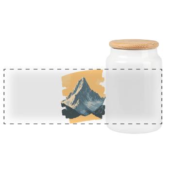 Mountains Climbing Climbers Hiking - Panoramic Cookie Jar with Wooden Lid - white - Front