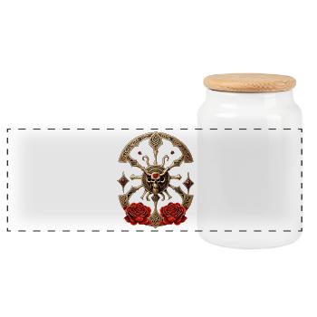 Lien éternel : Nœuds celtiques dans l’élégance gothique. - Boîte à biscuits avec couvercle en bois - blanc - Devant