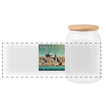 Retro Malta Valletta Hafenstadt Sonnenstrahlen - Panorama Keksdose mit Holzdeckel - Weiß - Vorne