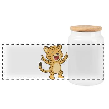Guépard Cheer Up - Boîte à biscuits avec couvercle en bois - blanc - Devant