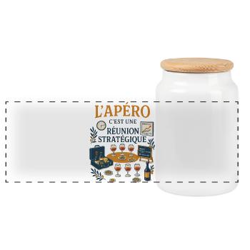 L'apéro c'est une réunion stratégique - Boîte à biscuits avec couvercle en bois - blanc - Devant