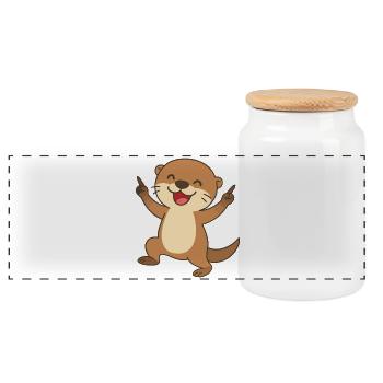 Bébé loutre de mer joyeux - Otterly Happy - Boîte à biscuits avec couvercle en bois - blanc - Devant
