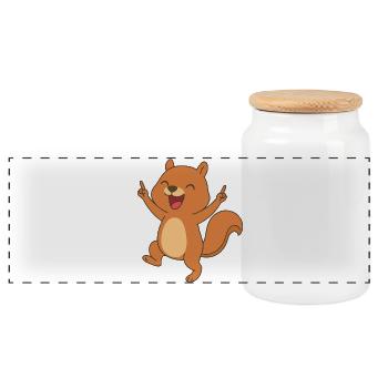 Bébé écureuil heureux - Nutty Joy - Boîte à biscuits avec couvercle en bois - blanc - Devant