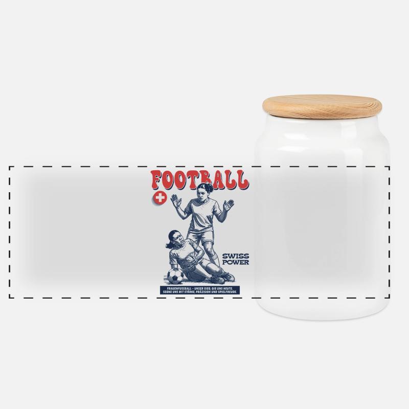 Dynamisme à l’état pur : Maillot de footballeur suisse - Boîte à biscuits avec couvercle en bois - blanc