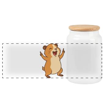 Happy Cavy Kid - Panorama Keksdose mit Holzdeckel - Weiß - Vorne