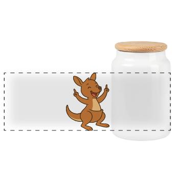 Happy Känguru - Panorama Keksdose mit Holzdeckel - Weiß - Vorne