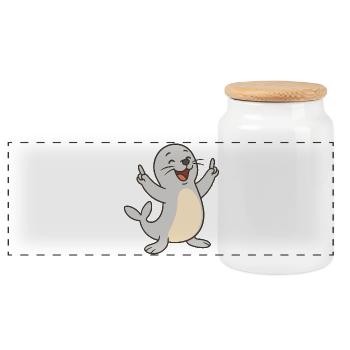 Sceau joyeux - Boîte à biscuits avec couvercle en bois - blanc - Devant